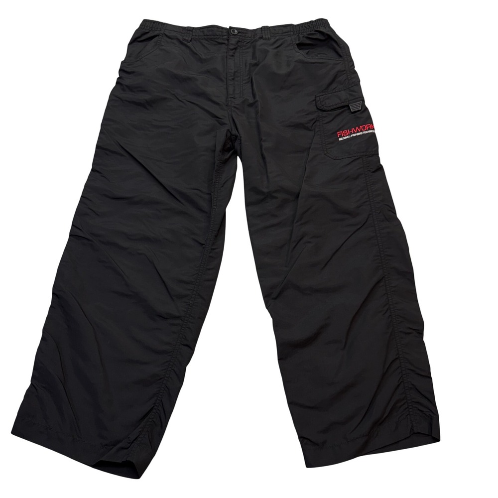 Fishworks Pants Mens XL Black Nylon Cargo Fishing Outdoor PT16 Y2K Gorpcore